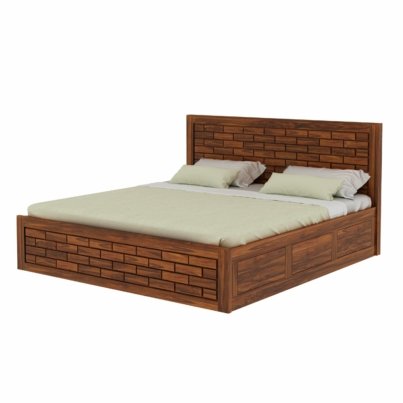 Sheesham wood Brick bed honey Finish