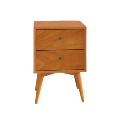 Solid Sheesham Wood Bedside Table: Two Drawers