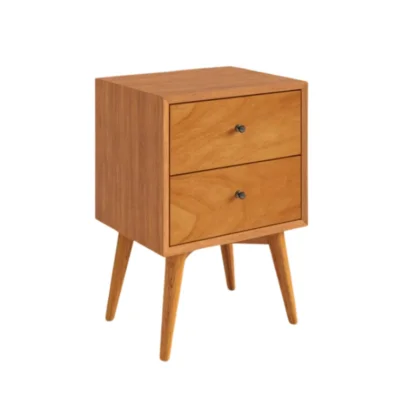 Solid Sheesham Wood Bedside Table: Two Drawers